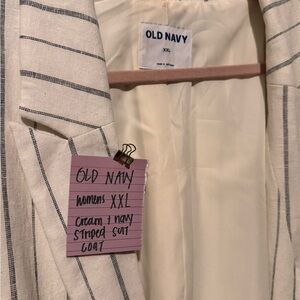 Plus size cream and grey stripe blazer